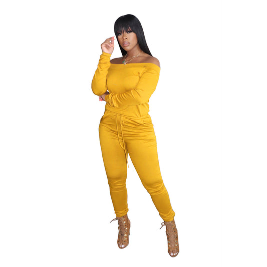 Off Shoulder Long Sleeve Jumpsuit