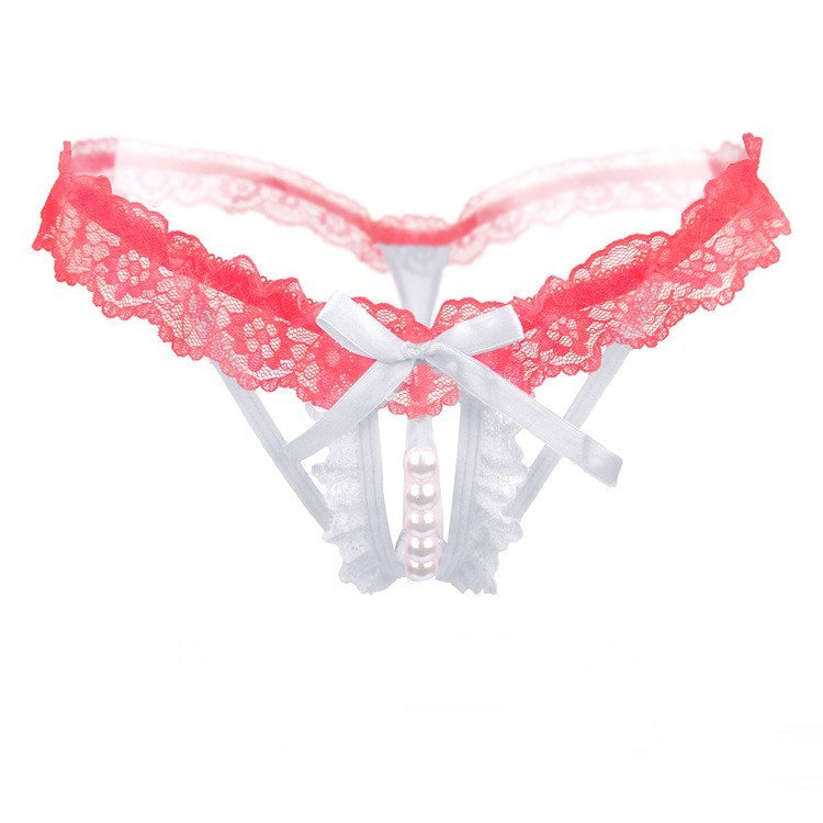 Beaded Pearl Lace Thong Panties