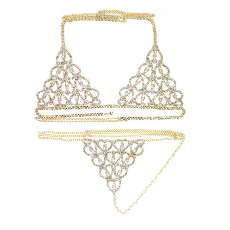 Luxury Rhinestone Body Chain Lingerie Set