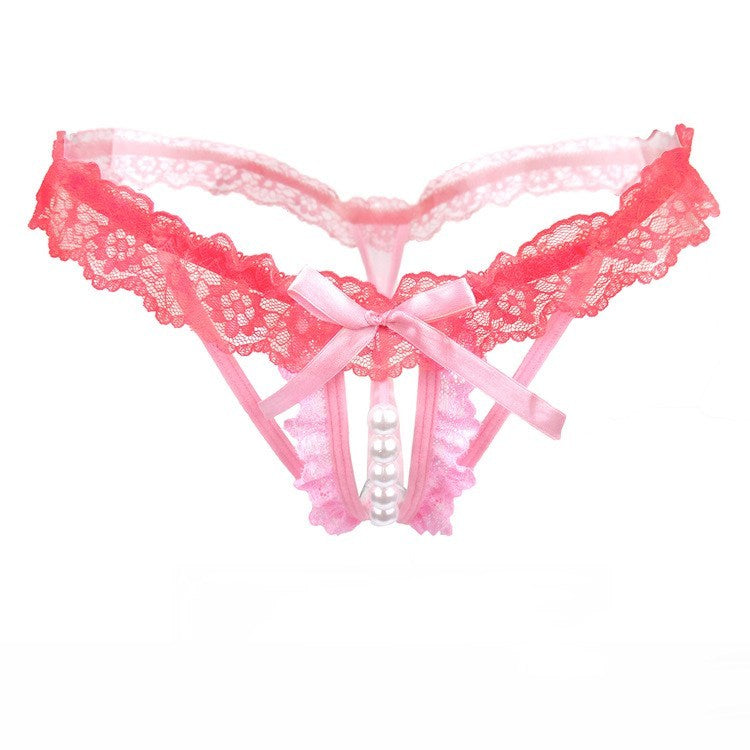 Beaded Pearl Lace Thong Panties