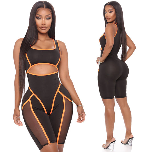 Fashion Colorblock Sleeveless Jumpsuit