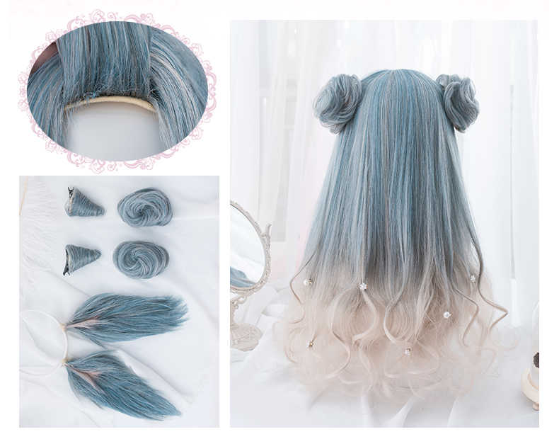 Gradient Sythetic Wig With Sideburns