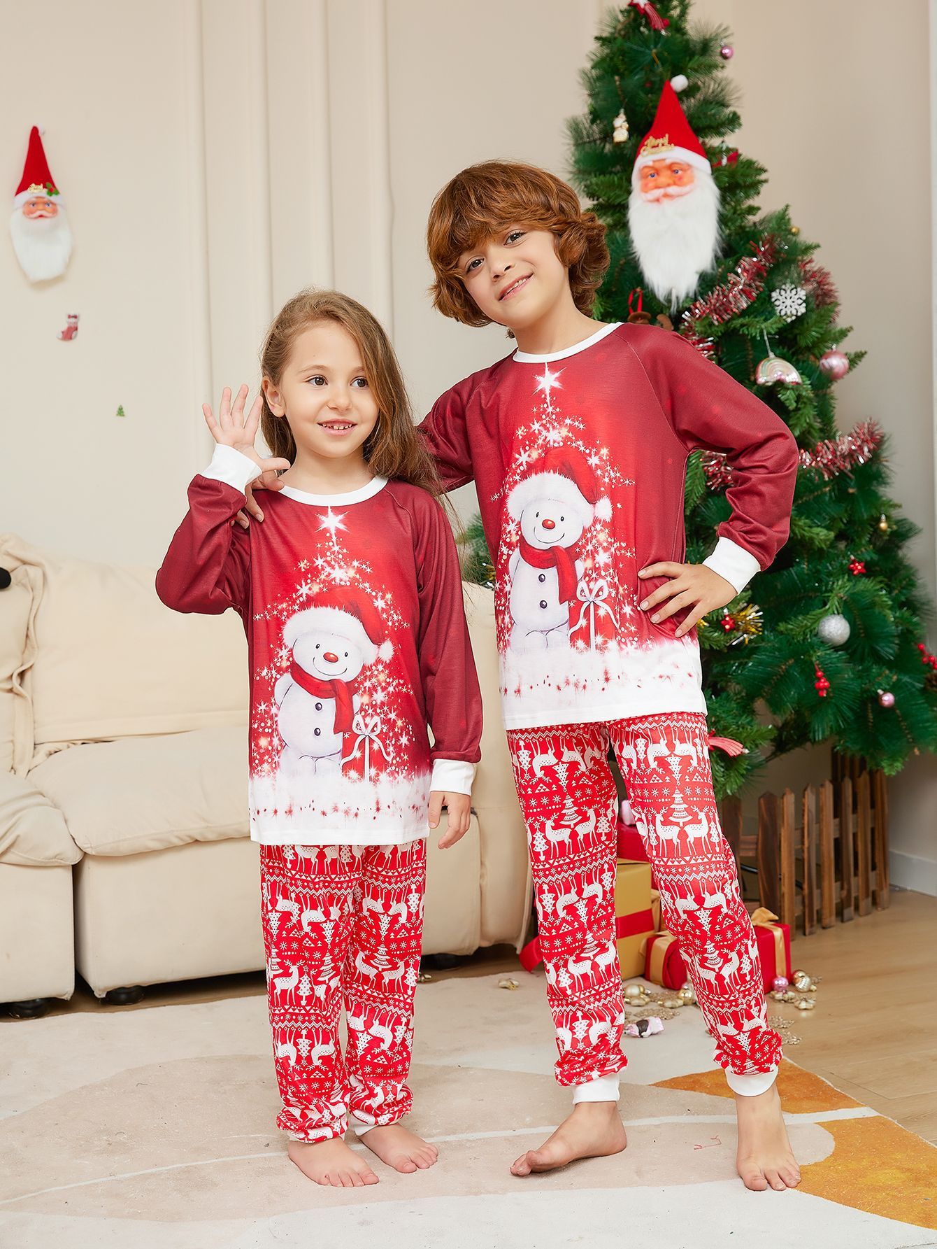 Snowman Parent-Child Christmas Pajamas