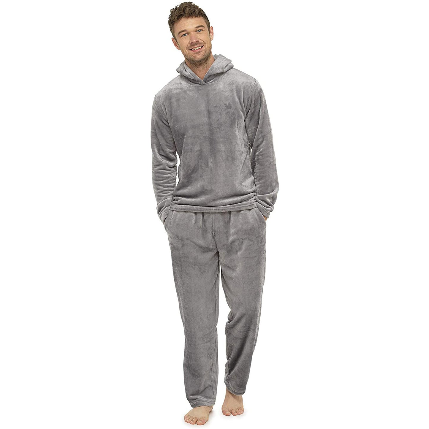 Men’s Simple Flannel Grey Pajamas