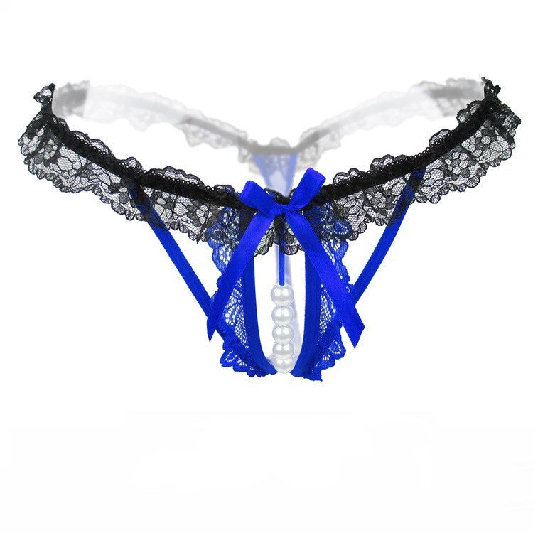 Beaded Pearl Lace Thong Panties