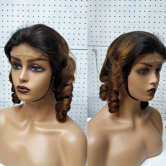 Double Draw Spring Curly Laced Human Hair Wig