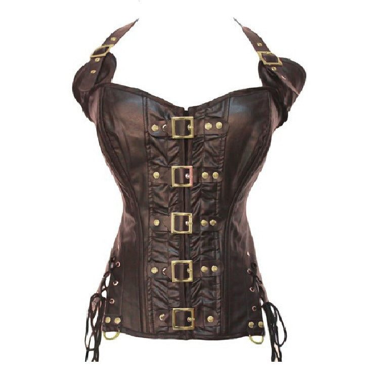 Punk Leather Halter Corset