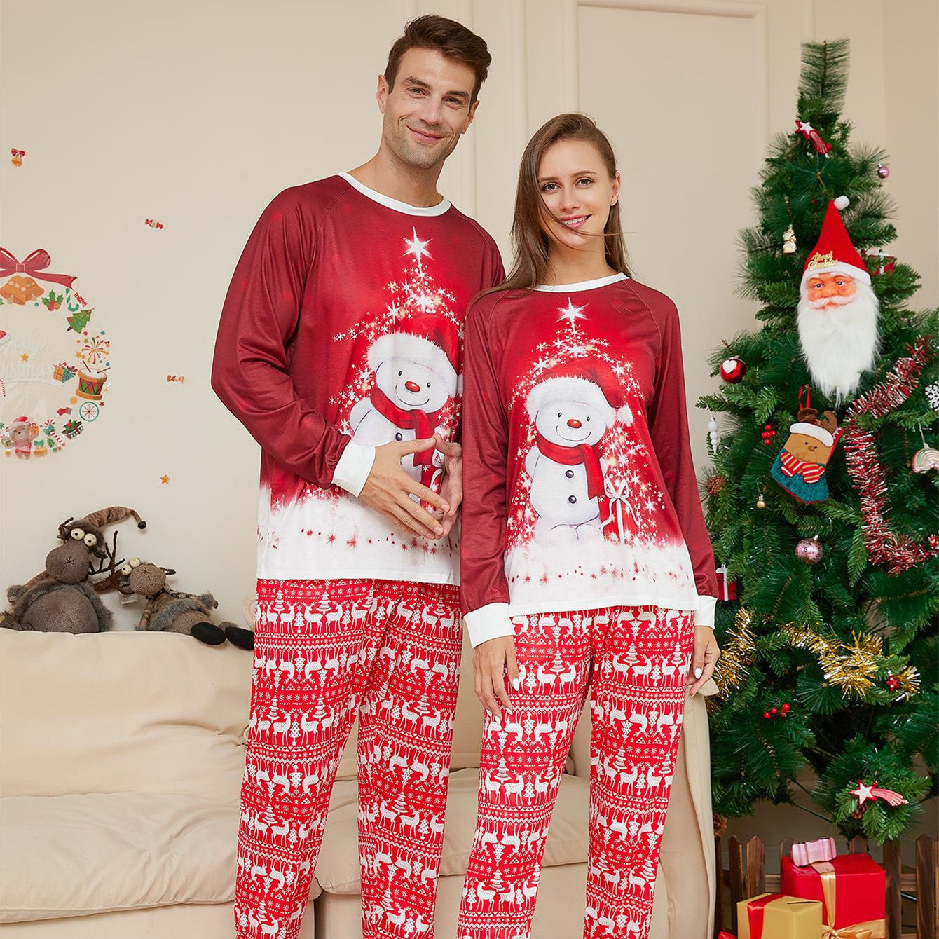 Snowman Parent-Child Christmas Pajamas