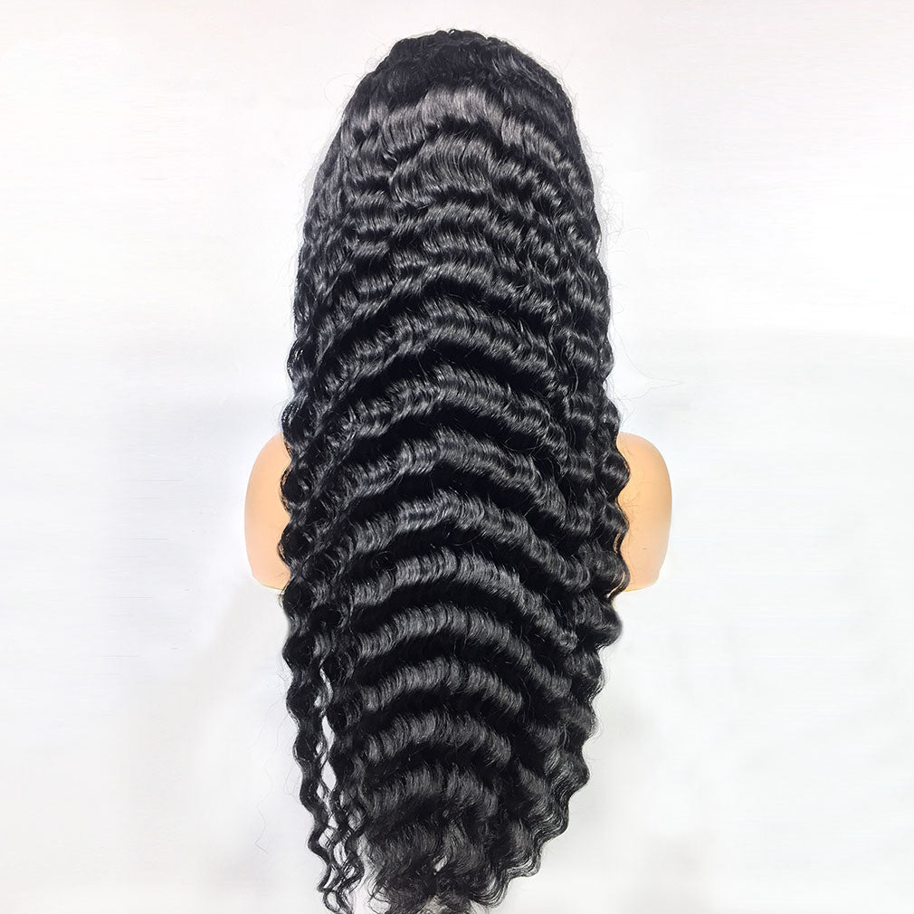 Human Hair 28 Inch Deep Wave Lace Frontal Wig