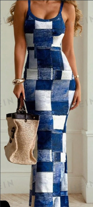 Fashionable Grid Patterned Dress