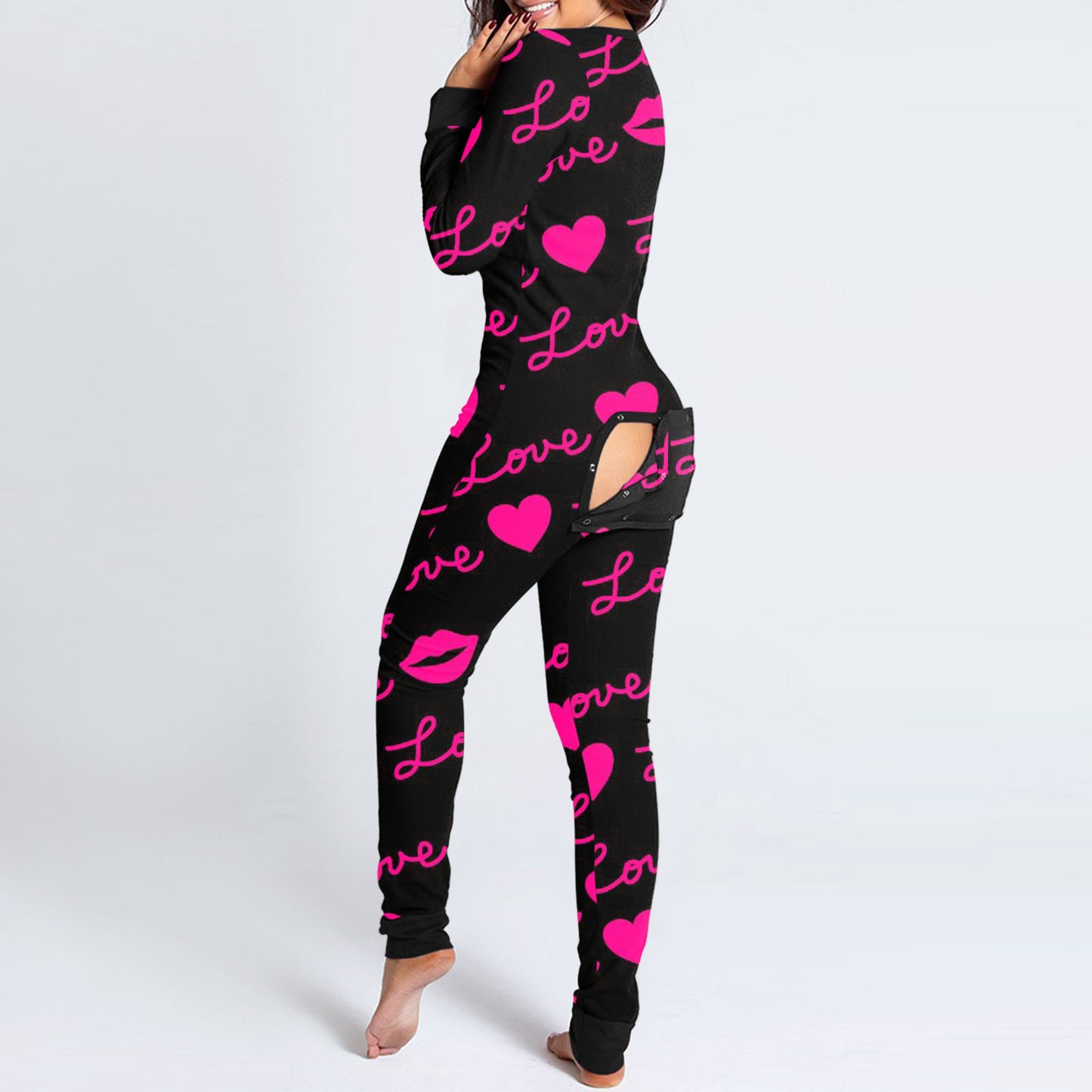 Women's Pajama Jumpsuit Print Deep V