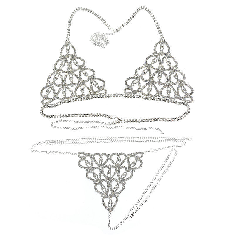 Luxury Rhinestone Body Chain Lingerie Set