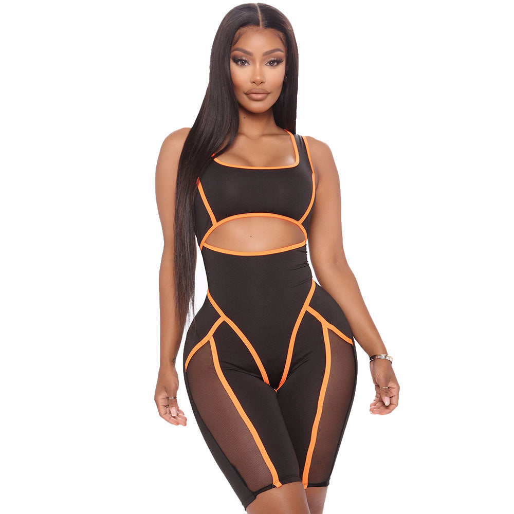Fashion Colorblock Sleeveless Jumpsuit