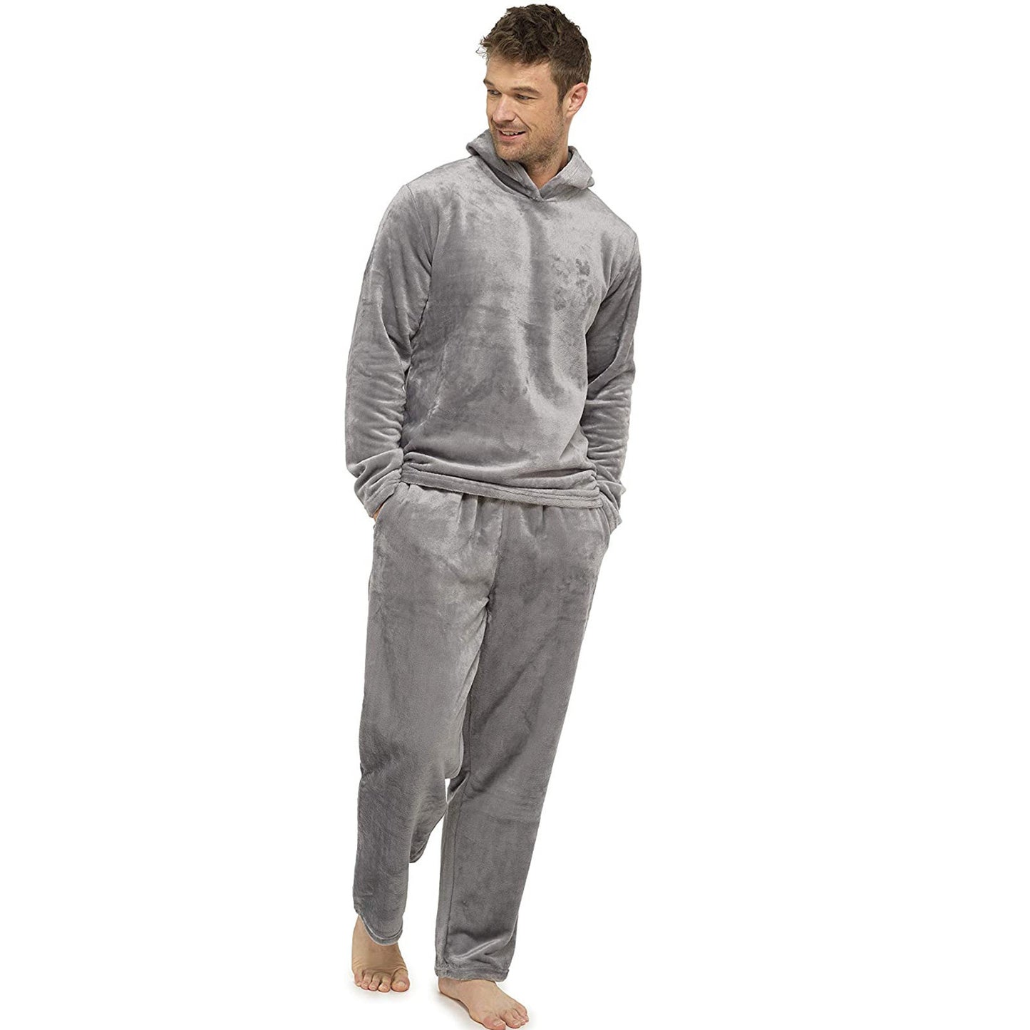 Men’s Simple Flannel Grey Pajamas