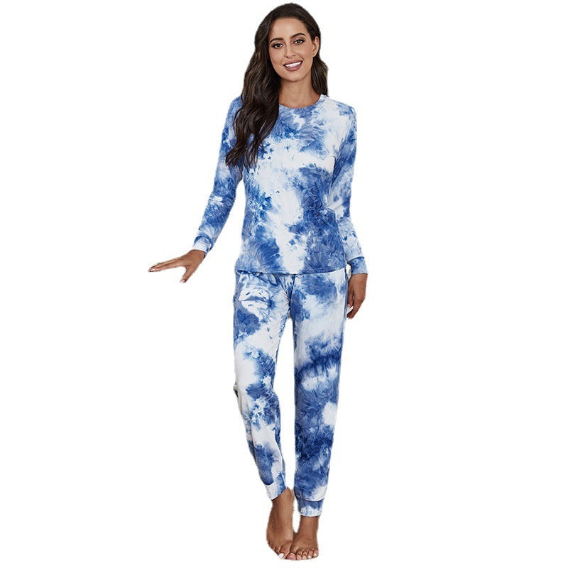 Casual Two-Piece Long-sleeved Tie-dye Pajamas
