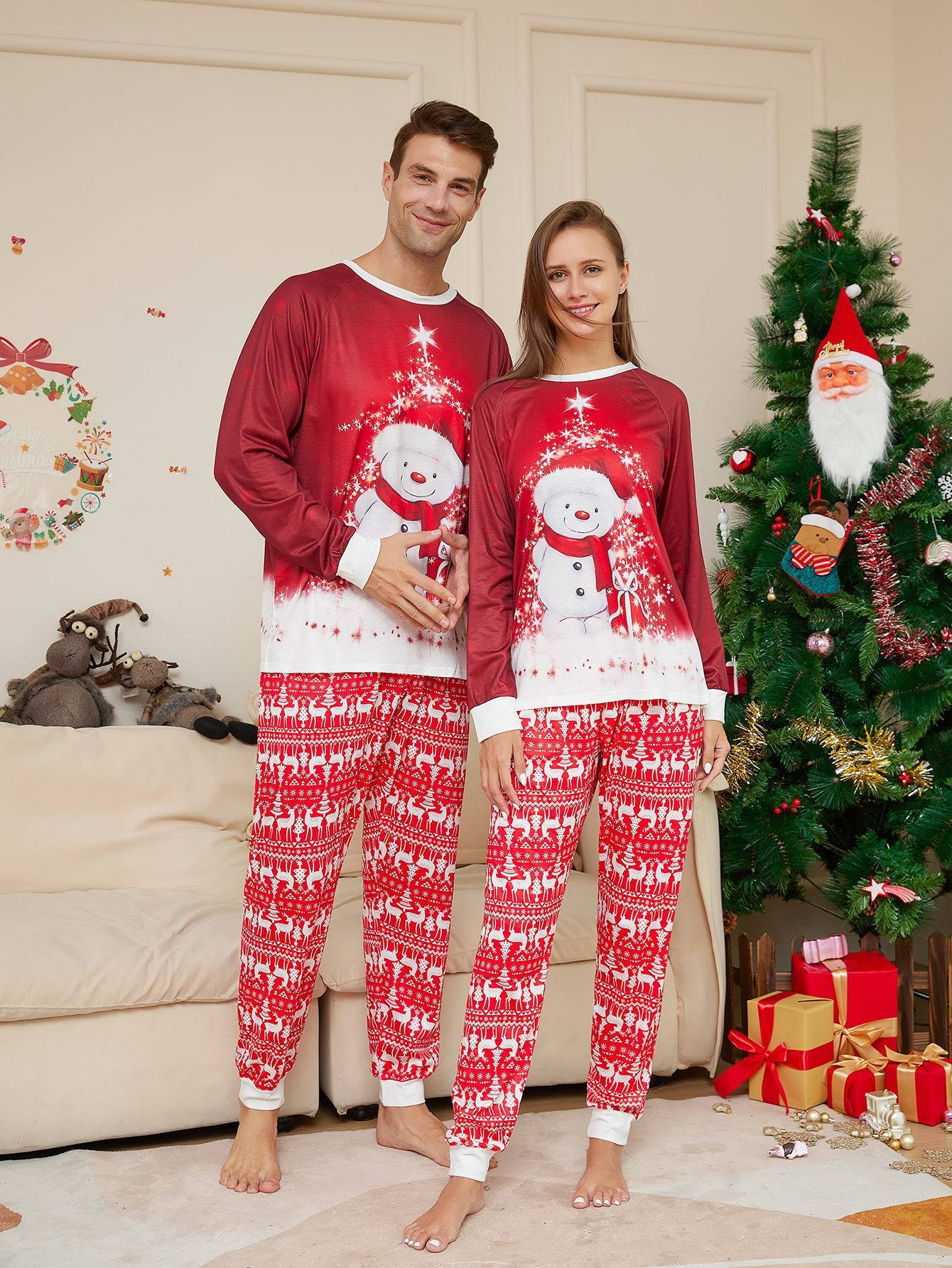 Snowman Parent-Child Christmas Pajamas