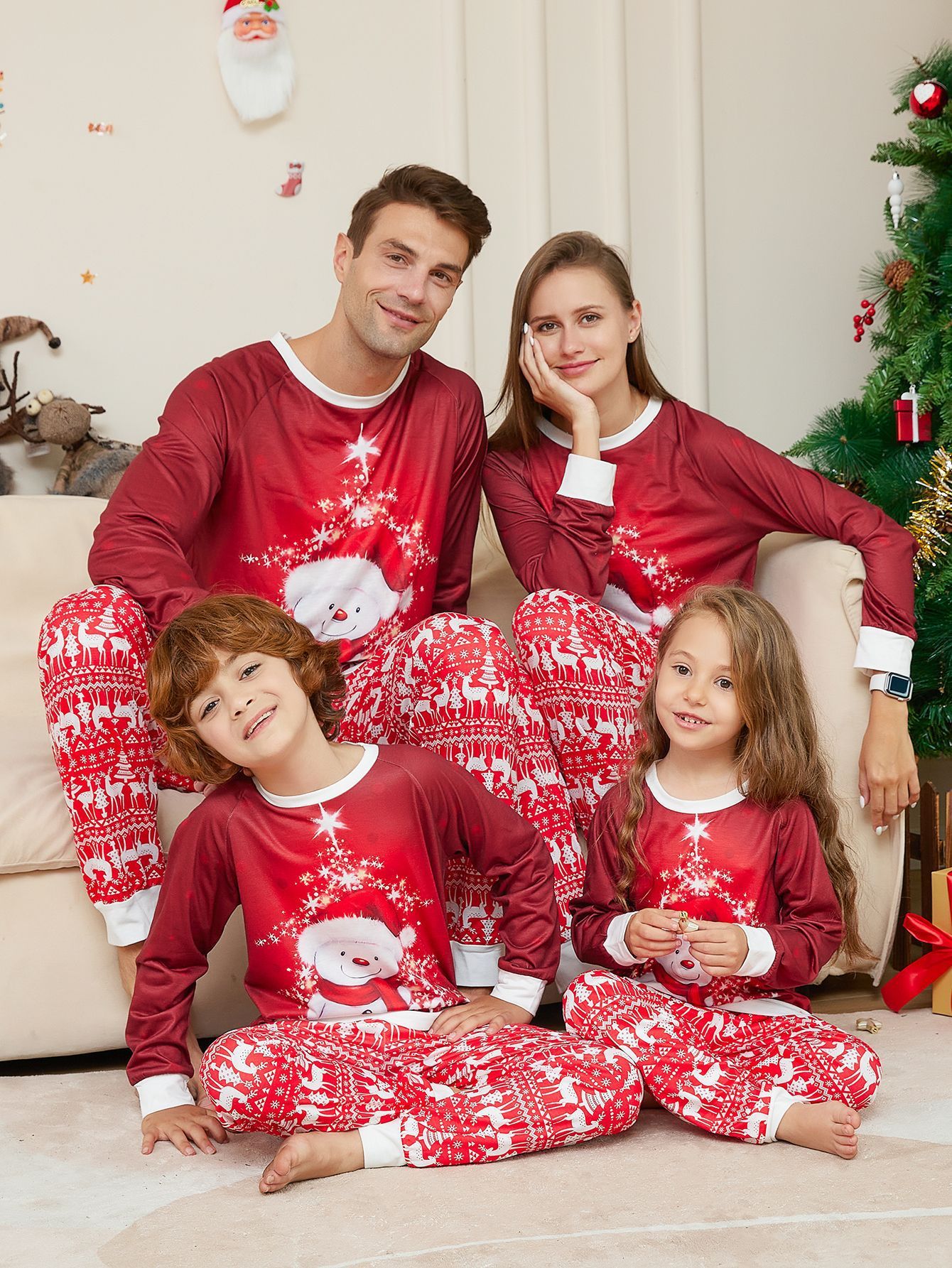 Snowman Parent-Child Christmas Pajamas