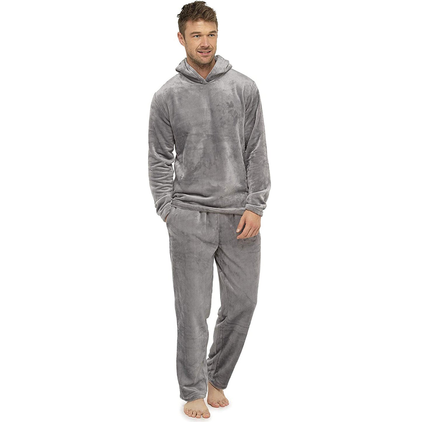 Men’s Simple Flannel Grey Pajamas