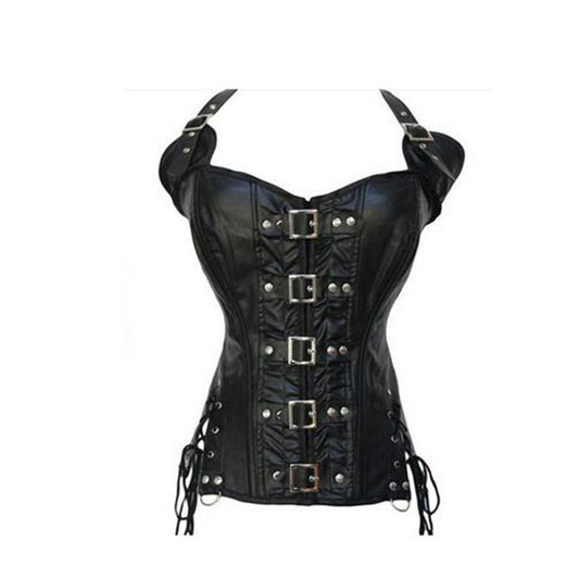 Punk Leather Halter Corset