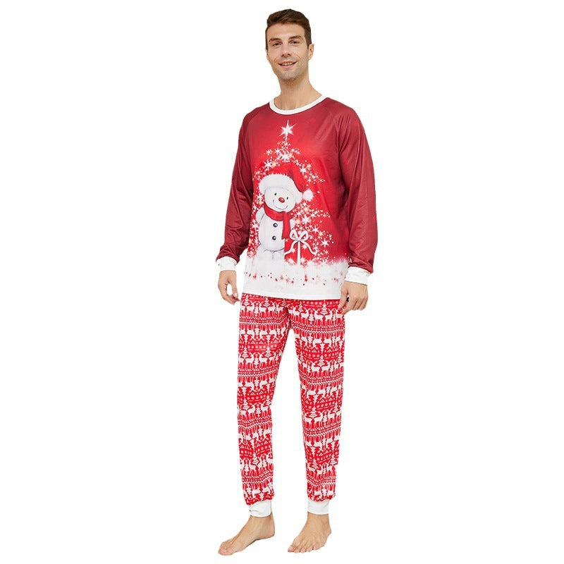 New Snowman Scarf Parent-child Christmas Pajamas Pajamas Set