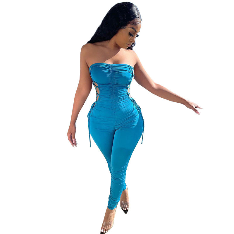Fashion Casual Pleated Jumpsuit