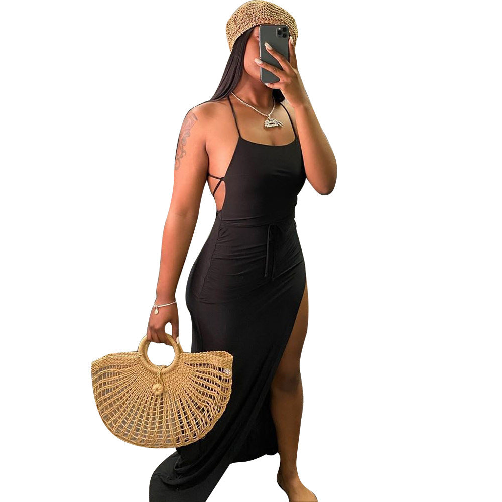 Asymmetric Backless Maxi Dress