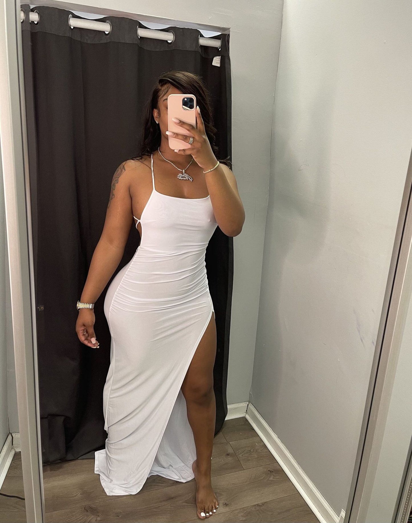 Asymmetric Backless Maxi Dress