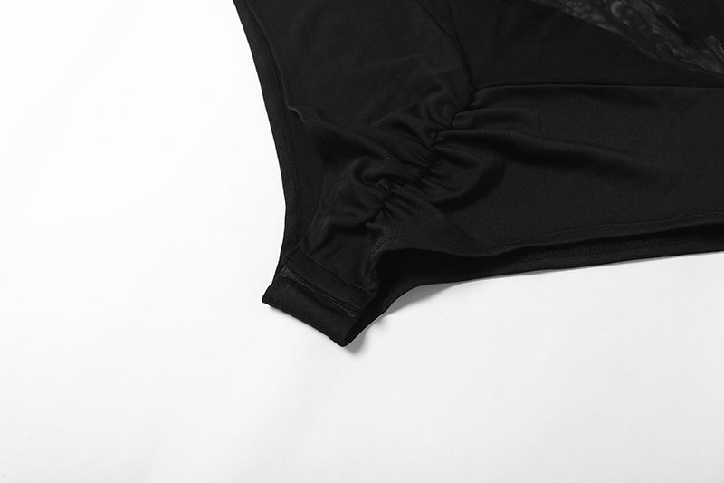 Women's Sheer Mesh Contrast Bodysuit