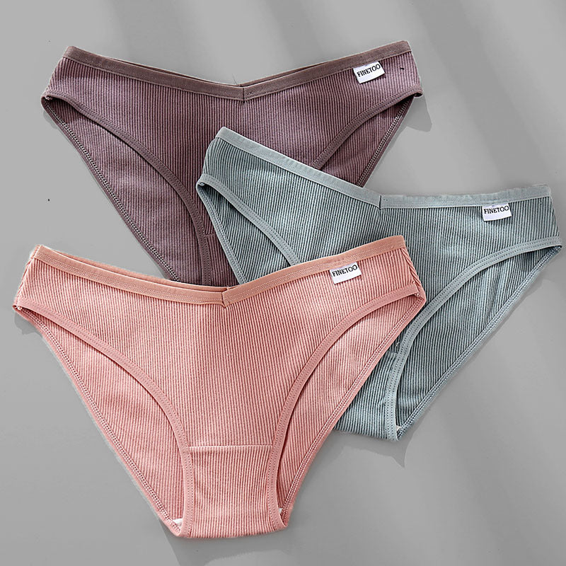 Womens 3PCS M-4XL Cotton Panties