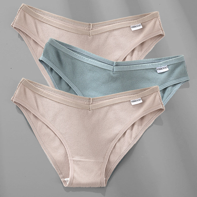 Womens 3PCS M-4XL Cotton Panties