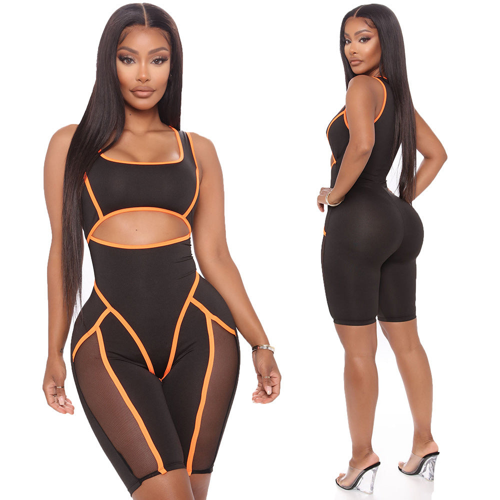 Fashion Colorblock Sleeveless Jumpsuit