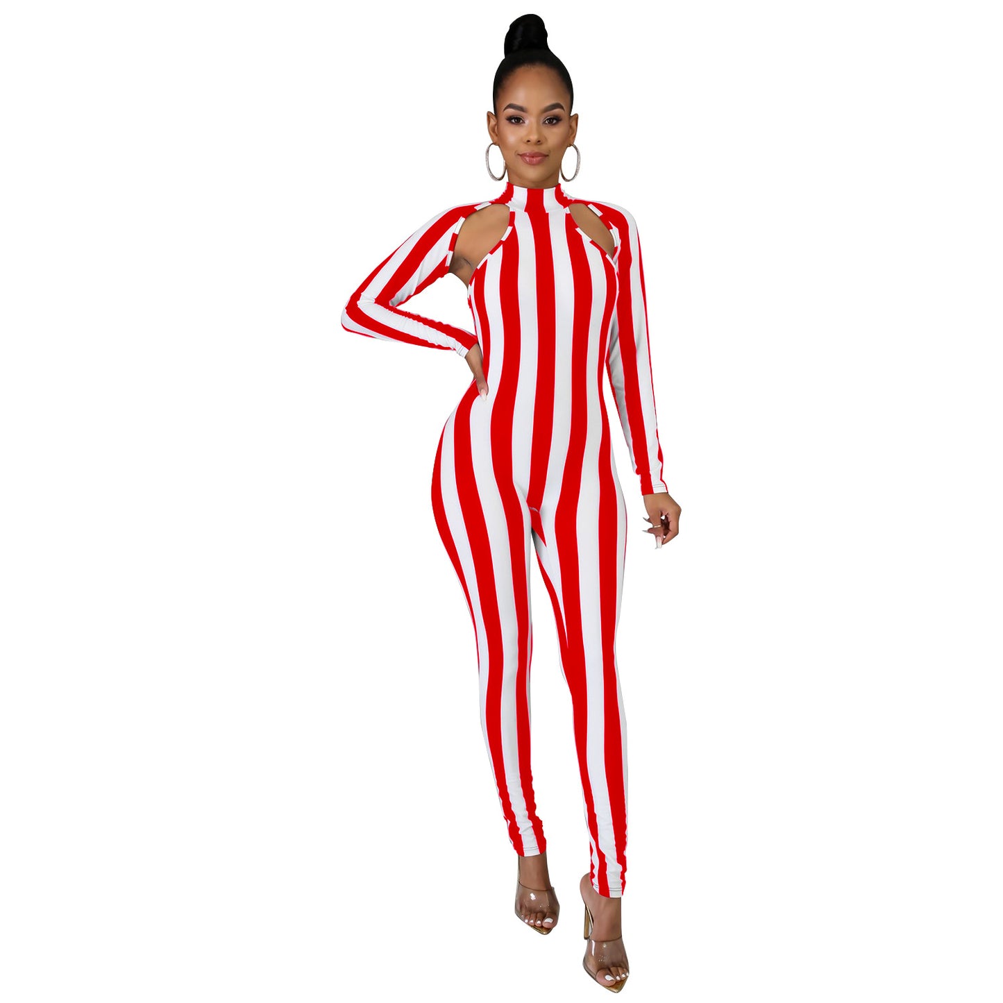 Long Sleeve Sexy Striped Jumpsuit