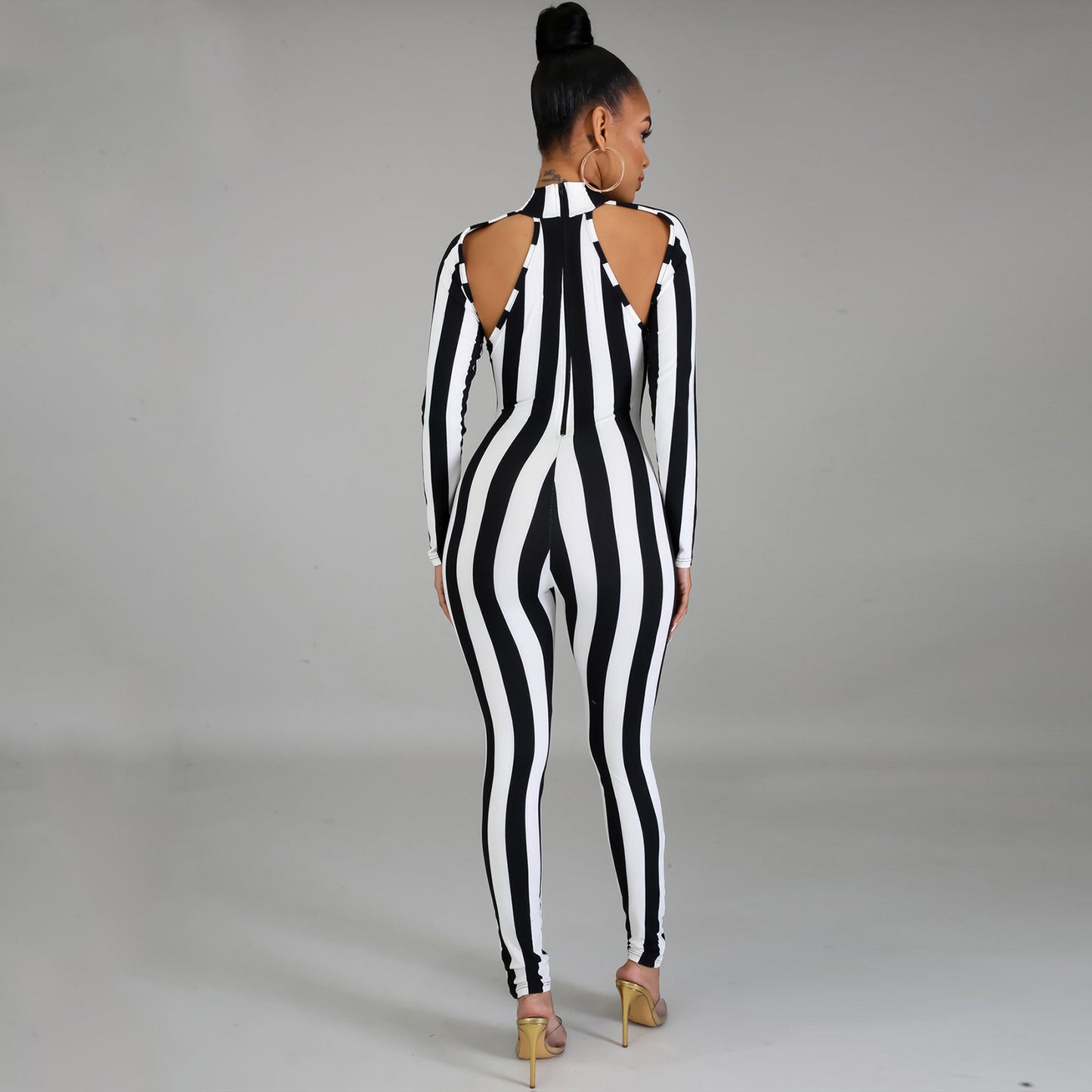 Long Sleeve Sexy Striped Jumpsuit