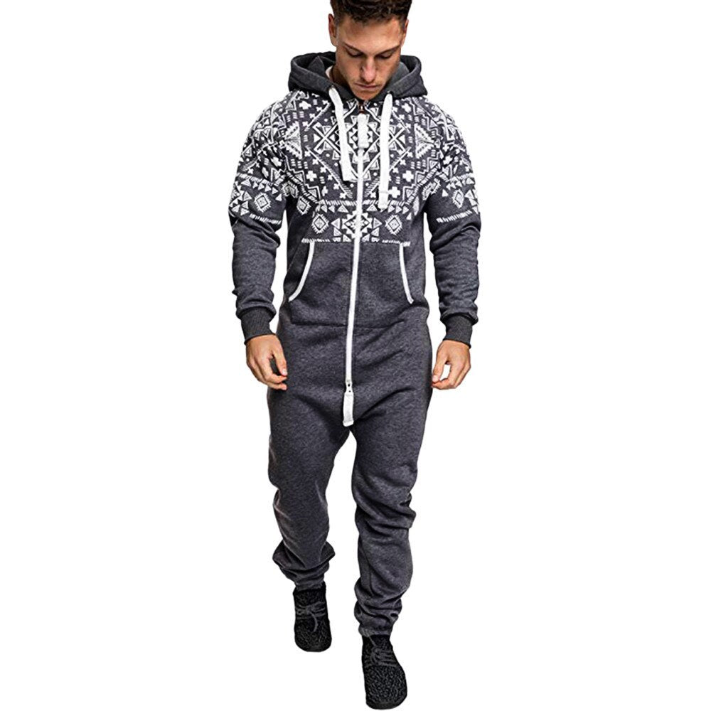 National style printed one-piece men's pajamas