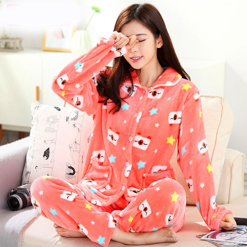 Thickened Autumn And Winter Flannel Pajamas