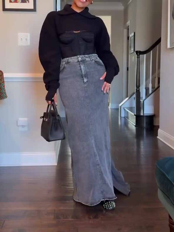 Denim Maxi Skirt