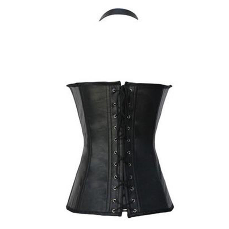 Punk Leather Halter Corset
