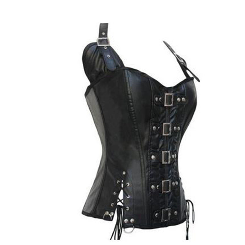 Punk Leather Halter Corset