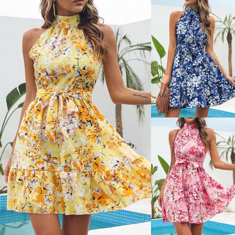 Women Floral Halter Dress
