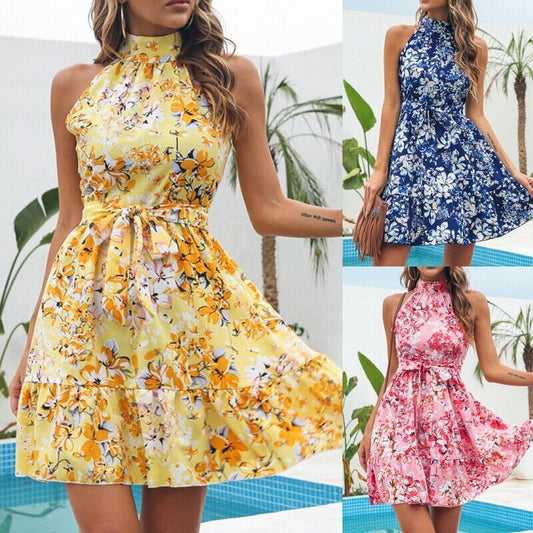 Women Floral Halter Dress