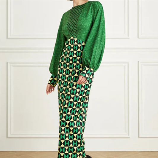Emerald Green Cinched Long Sleeve Dress
