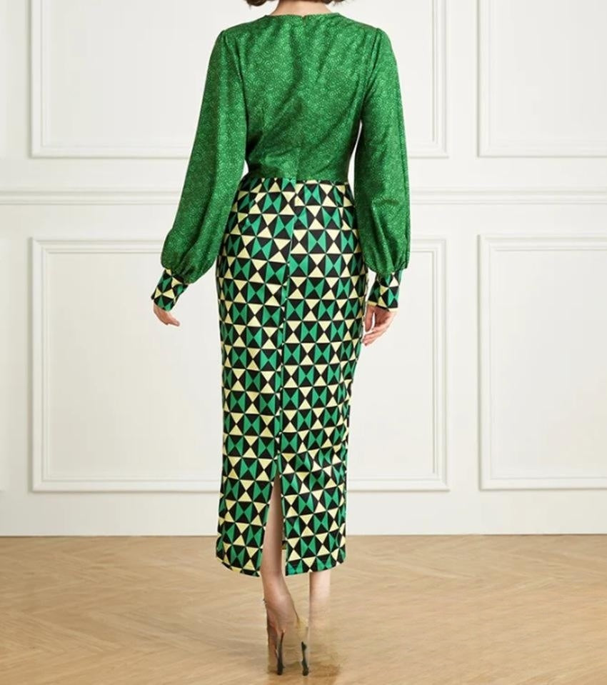 Emerald Green Cinched Long Sleeve Dress