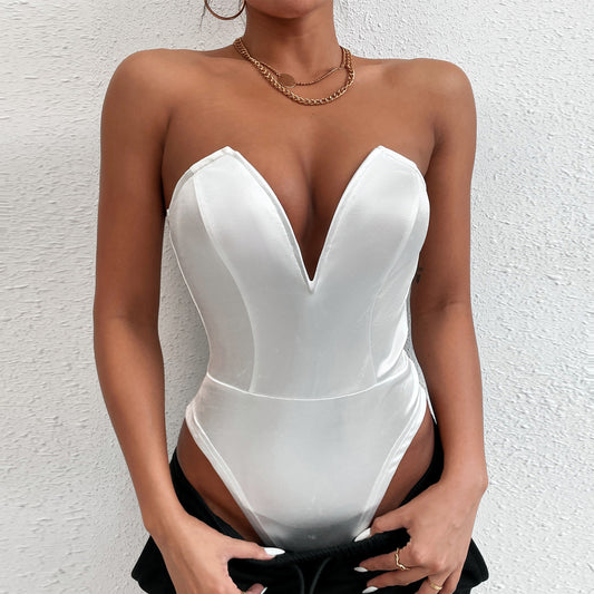 Women's V-neck Tight Jumpsuit Top
