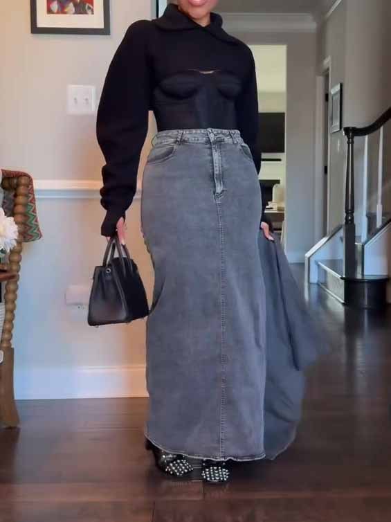 Denim Maxi Skirt