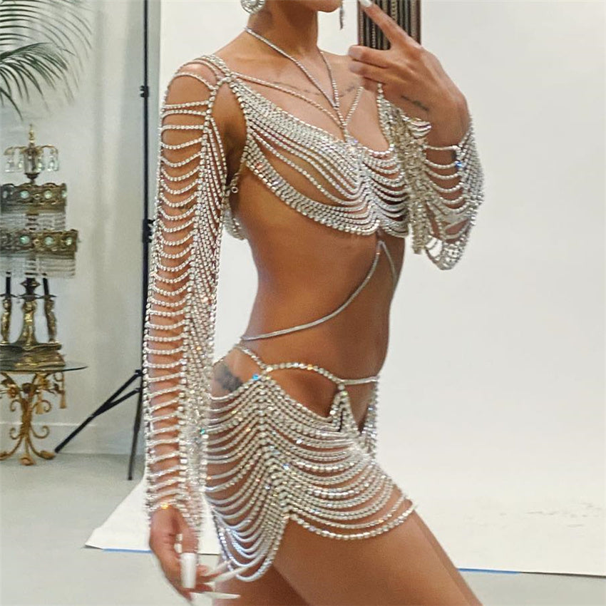 Shiny Multilayer Rhinestone Body Chain